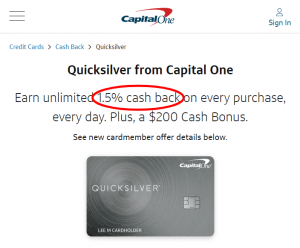 Quicksilver cash rewards credit card